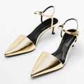 Stylish Fetal Cowhide High-Heeled Shoes Pointed Toe Light Genuine Leather Stiletto Heel Bag Point Toe Empty Sandals