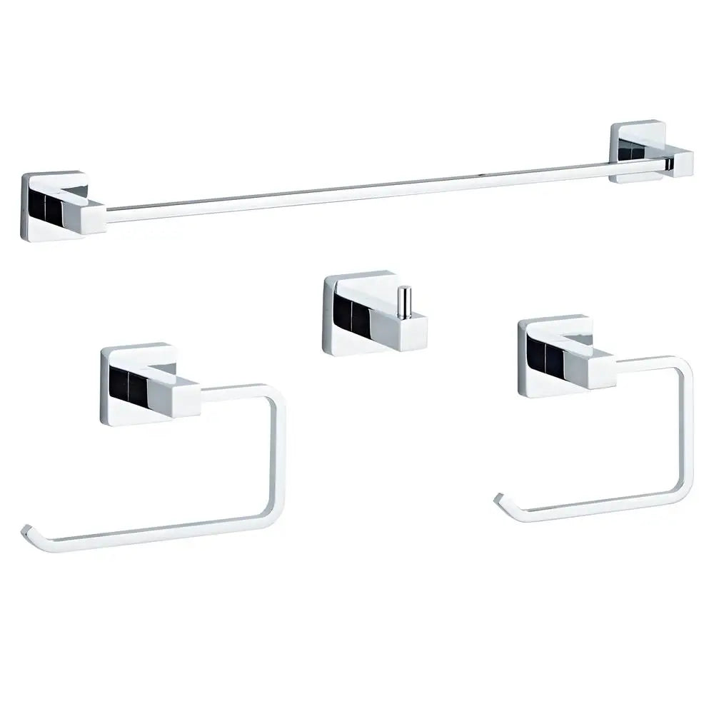 Silver Towel bar Set 4 -piece Bathroom Stainless Steel Toilet Paper Holder Set with Towel Rack for Bathroom Accessories