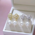 E2295 11-12mm DIY Natural Freshwater Pearl Charm Earrings Mounting Accessory 925 Sterling Silver Gold Plated  Jewelry for Women