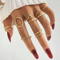 VKME Trendy Geometric Zirconia Ring Set for Women Jewelry