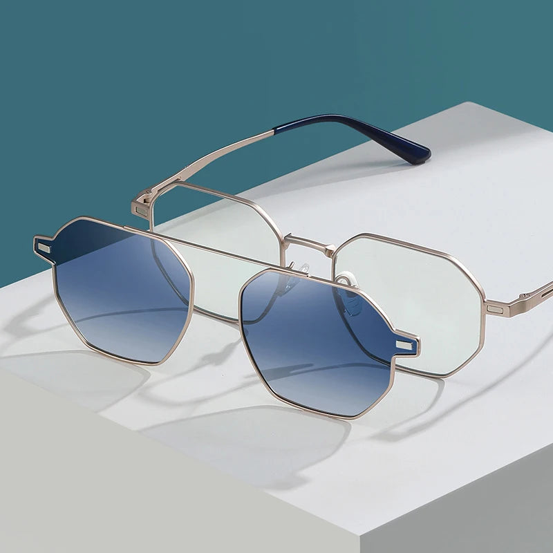 Polarized Sunglasses Women Fashion Man Multilateral Eyeglasses Magnetic Absorption Changeable Trend Sunscreen Glasses Frame
