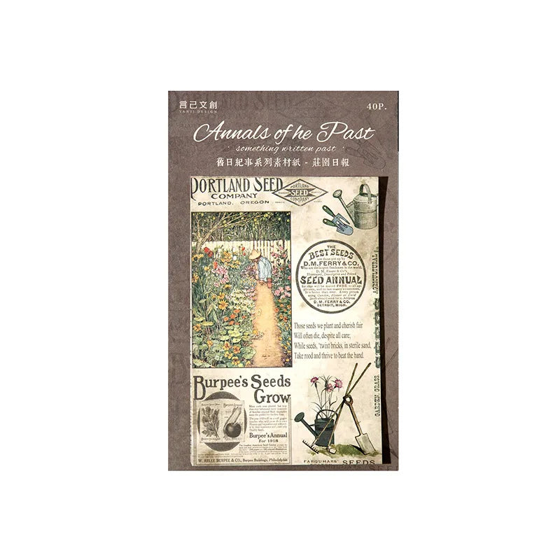 40pcs/pack Background Material Paper Old Day Chronicle Series Retro Note Decoration Message Memo Collage Notebook 8 Models