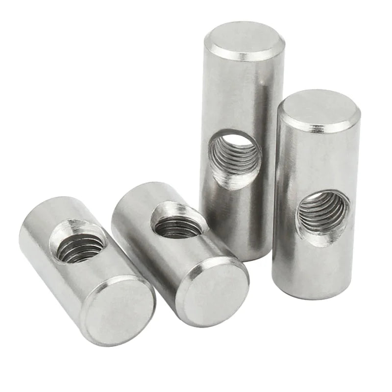China Custom Traditional Truss Bar Anchor Cross Dowel Hole Nut Furniture Brass Hex Dowel Barrel Nuts