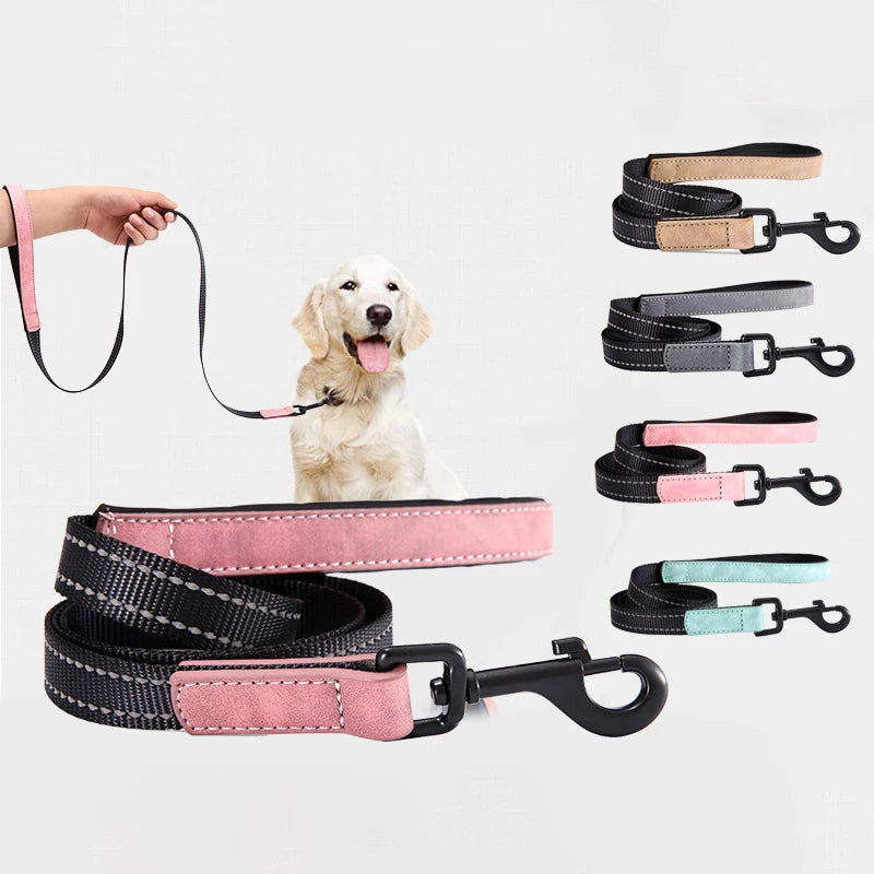 New Design Luxury Reflective Waterproof Pet Collar PU Leather Adjustable Durable Dog Cat Leash and Collar Set