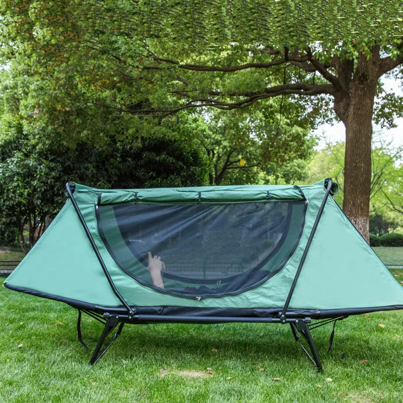 Two-in-one Outdoor Camping Folding Single Tent Marching Bed Portable Rainproof Fishing Tent