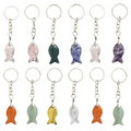 Gemstone Fish Pendant Keychain Healing Chakra Crystal Fishes Key Chains Vintage Jewelry Birthday Mother's Day
