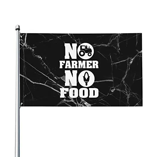 3 x5 Ft Waterproof Black No Farmer No Food Flag for Spring Summer Outdoor Decora