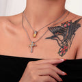 NEW VINTAGE MIX RIGID CAPSULE CROSS PENDANT PUNK NECKLACE Dazan 2025 18k Gold Plated Tarnish Free Stainless Steel UNISEX JEWELRY