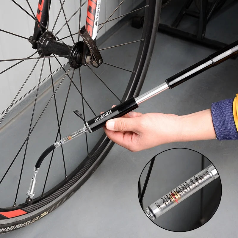 Bike air Pump with Inflation Needle Gauge Accurate Bicycle Tire Pump for Road Mountain and BMX Bikes High Pressure 160 PSI