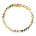 LOZRUNVE 925 Silver Custom Rainbow Bezel Diamond CZ Cut 4mm Tennis Bracelet 14k Gold 18k Gold