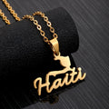 18K Gold Plated Stainless Steel Enameled Haiti Map Chain Necklace Manufacturer's Fashion Pendant Haitian Pendant Necklace