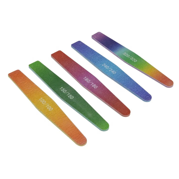 100/180/240 Custom logo Printed Straight Half Moon Diamond Nail File Professional with Colorful Printing