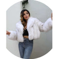 Fashion Thick Fur Short Big Fur Collar White Women Fox Fur Coat Wholesale