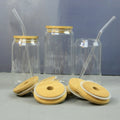 Sublimation Blanks 350ml 500ml Glass Jar with Bamboo Lid Drinking Glasses Cup Juice Tumbler Cup Glass Water Bottle with Straw