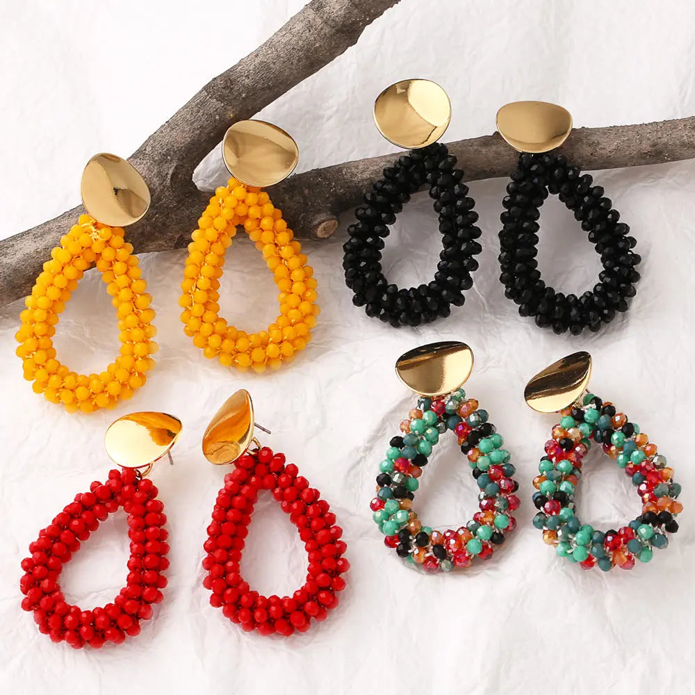 ASJEWELRY Handmade Aretes Baroque Crystal Jewelry Oorbellen Beaded Earrings for Women Waterdrop Dangle Earrings 2512 Ersa303