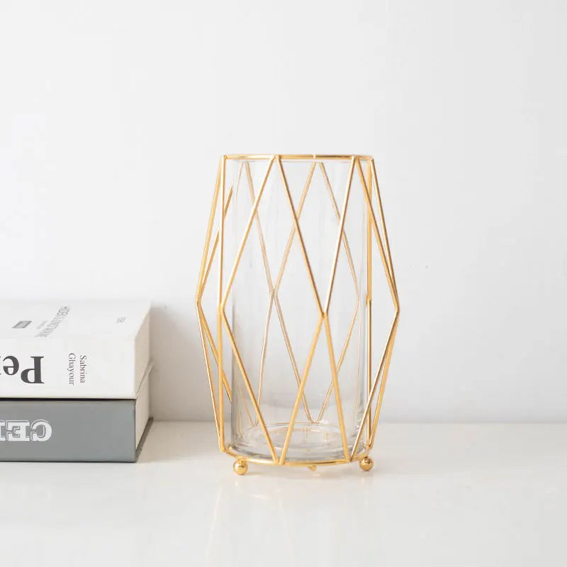 Nordic Minimalist Gold-Box Packaged Metal Flower Pot Wrought Iron Home & Garden Ornament for Living Room & Desktop Decoration