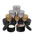 Wholesale 2oz 4oz 6oz 8oz Empty Round Gold Silver Black Seamless Metal Candle Tin Jar Can Packaging Container For Candles