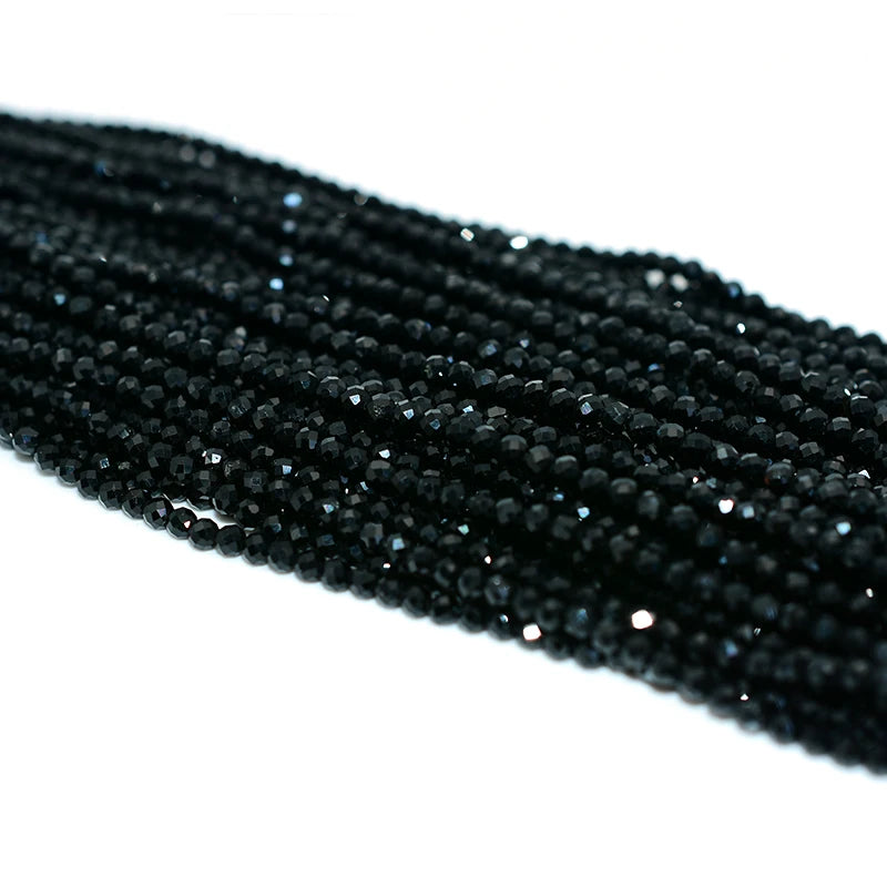 Factory Wholesale Price 100% Natural 3mm Faceted Black Tourmaline Loose Gemstone Beads