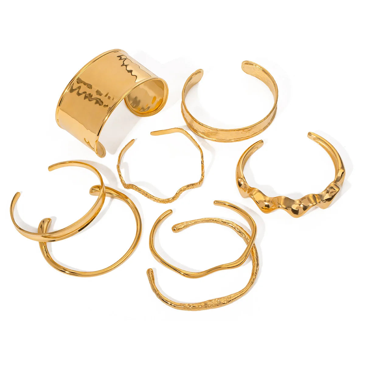 Women's 18K Gold Cuff Bracelet Irregular Shape Stainless Steel Bangle Fashion Jewelry