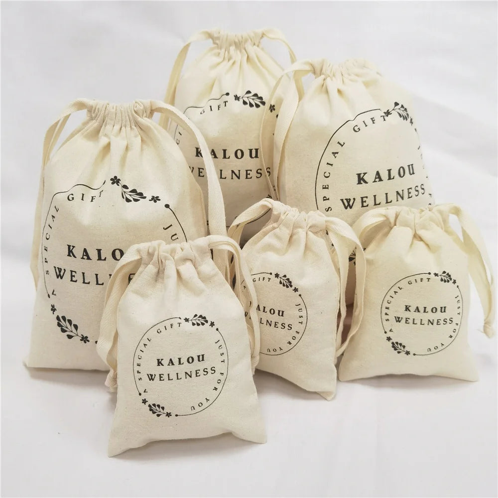Eco Friendly Recycle   Drawstring Bag Cotton Muslin Stone Storage Pouch for Jewelry Natural Cotton Linen Drawstring Pouch