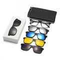 DL GLASSES 2024 Trendy Fashion Glasses Night Vision Oculos Double Bridge Metal Eyewear 5in1 Magnetic Clip on Sunglasses