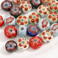 Retro 12mm Colorful Ceramics Pottery Porcelain Beads Handmade Graffiti Flower Round Loose Charm Forfor DIY Jewelry Making