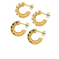 Korean Trendy Waterproof Open Shape Small Fasion Huggie Hoop 18k Gold Plated Stainless Steel CZ Earrings Women