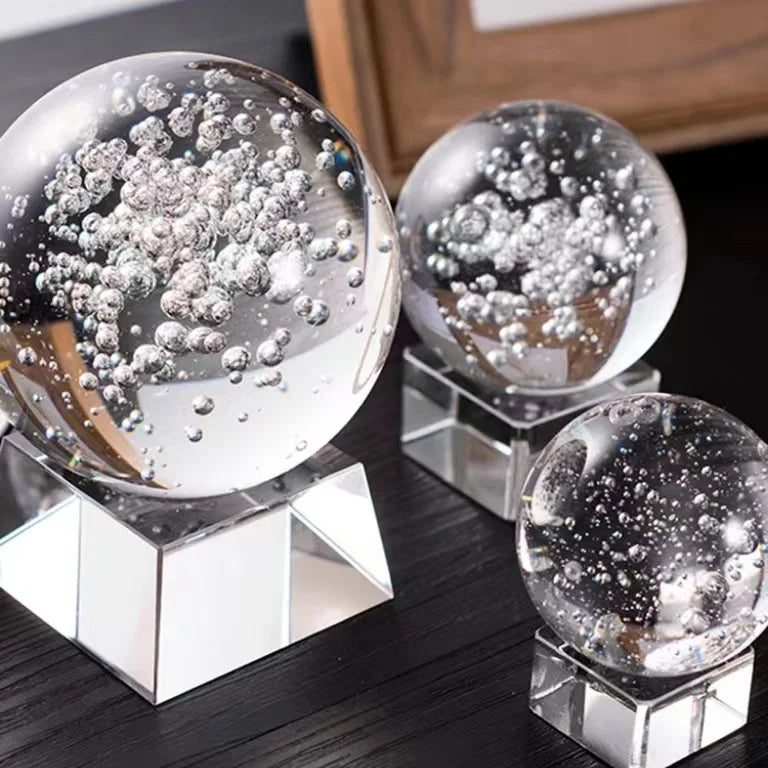 Custom 3D Laser Engraving Logo Crystal Ball With Holder Earth Glass Business Memorial Gift Decoration for Trade Show Giveaways