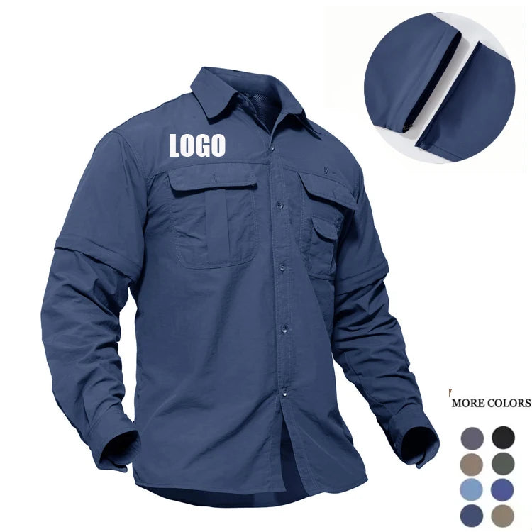 Custom logo Fishing Shirts Long Sleeve Adjustable Sleeve Casual Summer Shirts Men Custom Shirts with logo