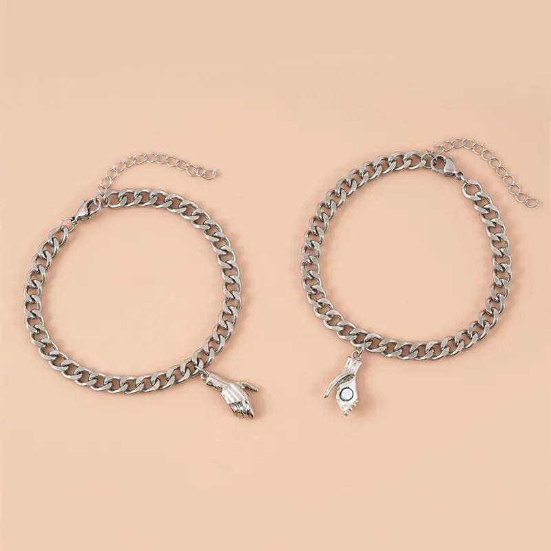 Customized Stainless Steel Bracelet Handshake Magnetic Jewelry SB021