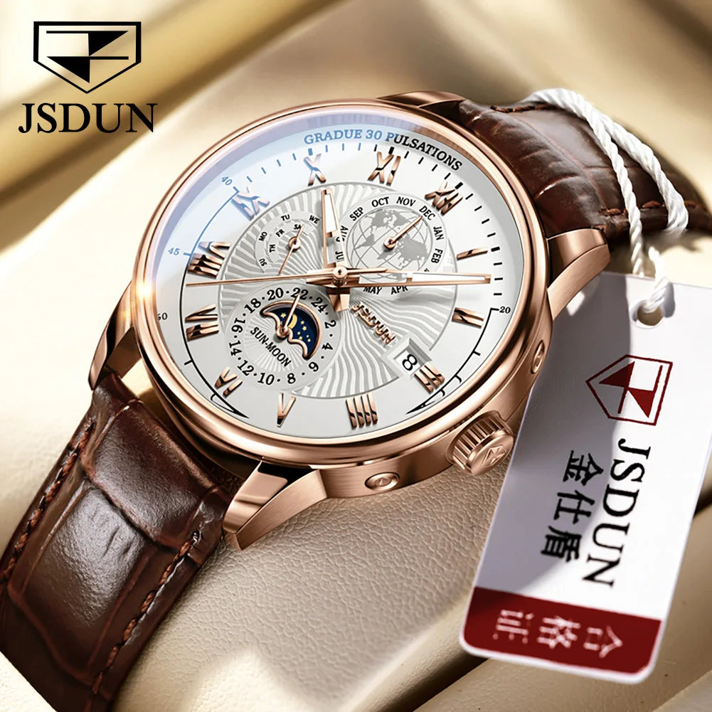 JSDUN 8909 Men Made in China Steel Buckle Stainless Steel Waterproof AutomaticMechanical  Watches Men Wrist