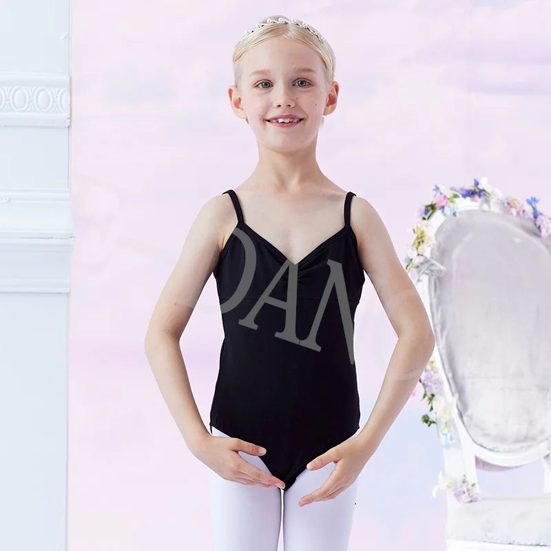 A8047 Black Children Training Custom Leotards Gymnastics Girls Ballet Costume Bodysuit
