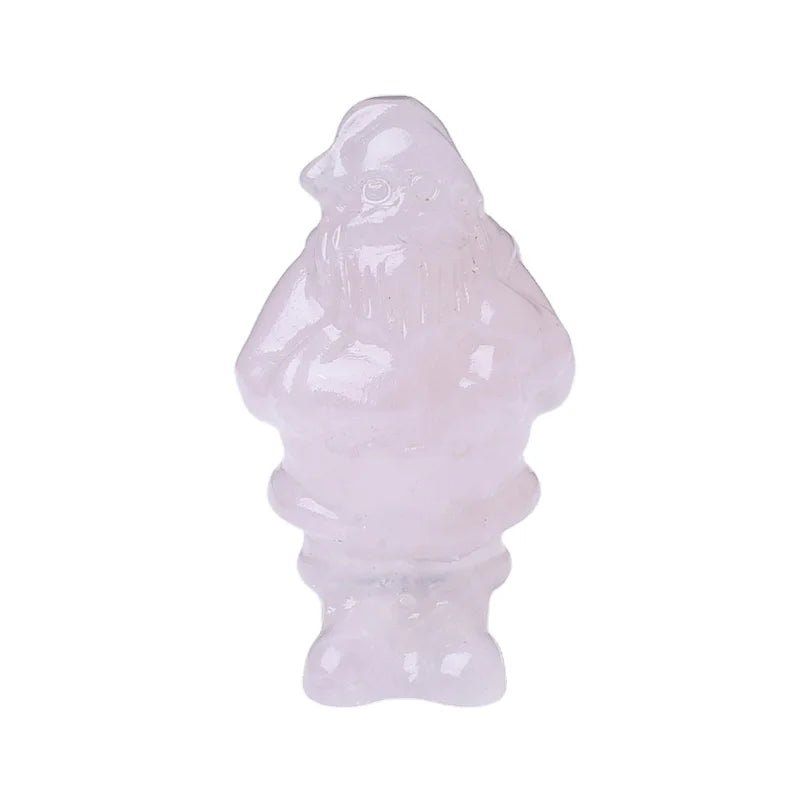 HZ Christmas Hot Carving Rose Quartz Crystal Santa Carvings Home Decorations Christmas Gifts
