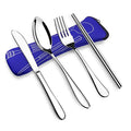 Factory Price 4pcs Pack Stainless Steel Cutlery Tools Flatware Set Fork Spoon Knife Chopsticks Pocket Utensils Picnic Tableware