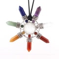 Hongzhuo New Fashion Natural Crystal 7 Chakra Reiki Energy Pendant Clear quartz Necklace for Women Man Charm Jewelry Jewelry