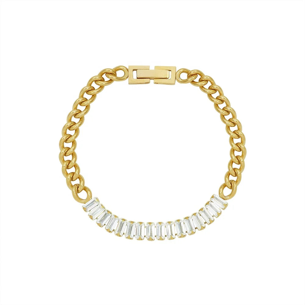 New Luxury 18K Gold Plated Stainless Steel Bracelet Niche Light Stitching with Geometric Niche Trendy Strand Bracelets