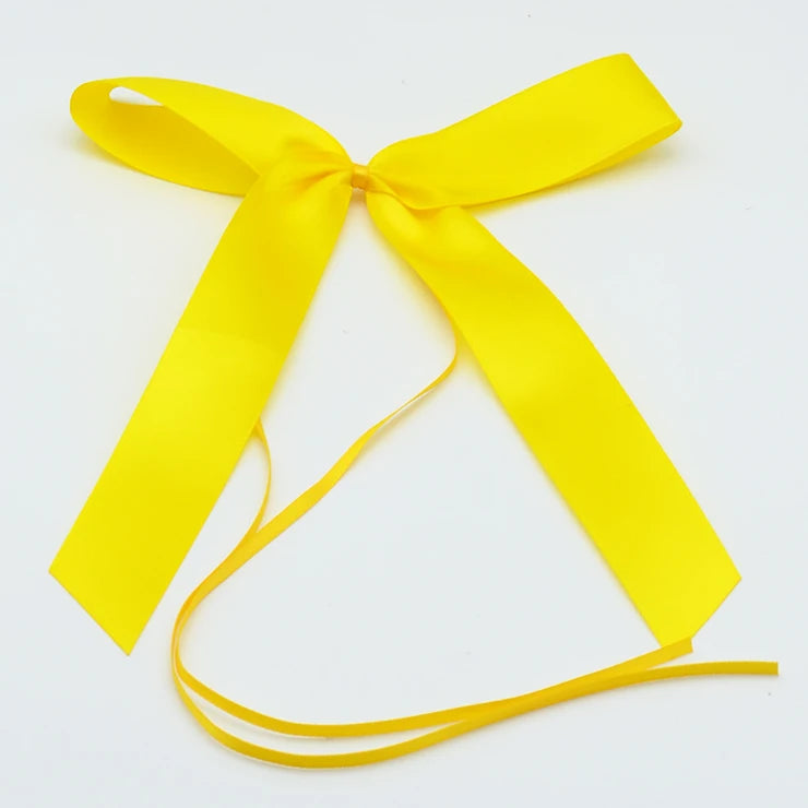 Wholesale Sustainable Polyester Satin & Silk Pre-Tied Ribbon Bows Single Face Printed Logo for Hair and Box Wrapping