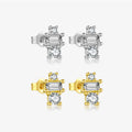 FUAMAY Aretes-y-accesori Por Mayor 18K Gold Vermeil Real Stud Silver Earrings Cluster CZ Stud Ear Rings Aretes De Mujer