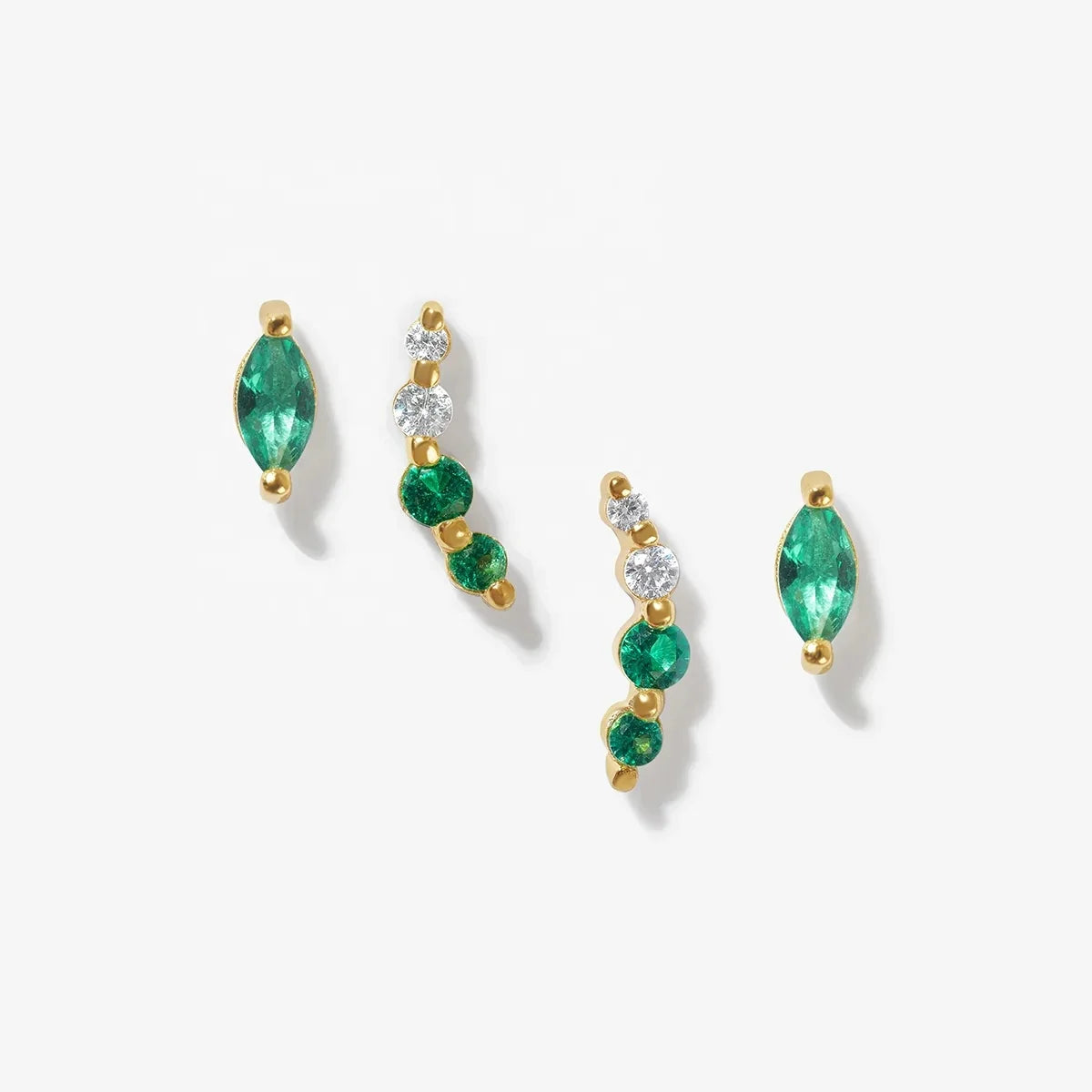 LOZRUNVE Sterling Silver 925 Jewellery Diamond Emerald Stud Earring Set Fashionable