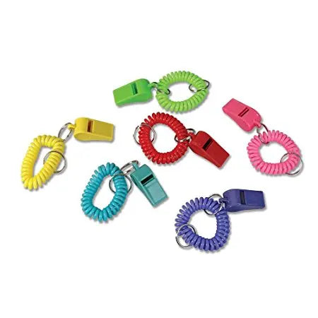 Cheap Promotional Kids 24 Colorful Spring Coil Bracelet Plastic Whistles