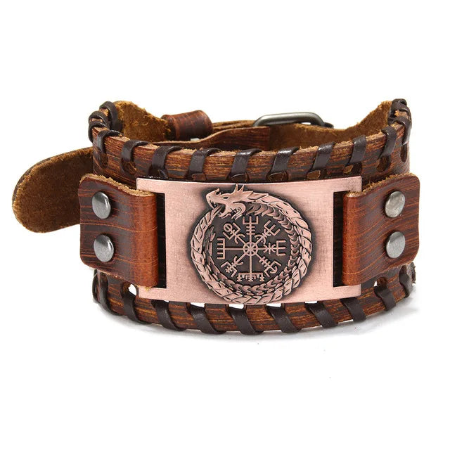 Viking Souvenir Genuine Leather Wristband Unisex Wear Viking Bracelet Norse Amulet Viking Jewelry
