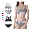 Wholesale Custom Logo Prints 2 Pieces MOQ Women's Sports Bra Set Plus Size Breathable Adjustable Spandex Lining Ladies Bra Set