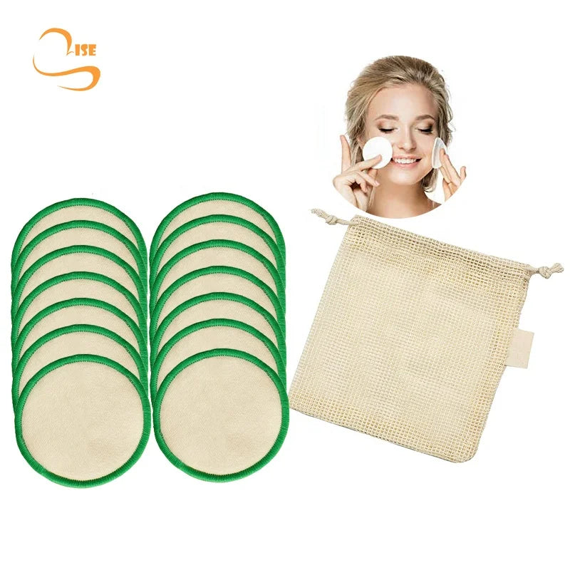 Eco-friendly 3.15" Round Reusable Hemp Cotton Makeup Remover Pads Cotton Laundry Bag Organic Hemp Facial Wipes