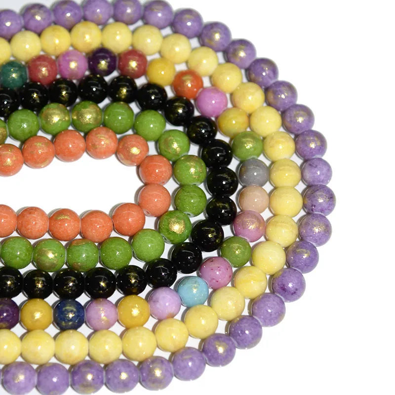 6/8/10mm Colorful Jade Stone Round Loose Beads Strands Dyed Color White Stone Multi Color Stone Beads for DIY Jewelry Making