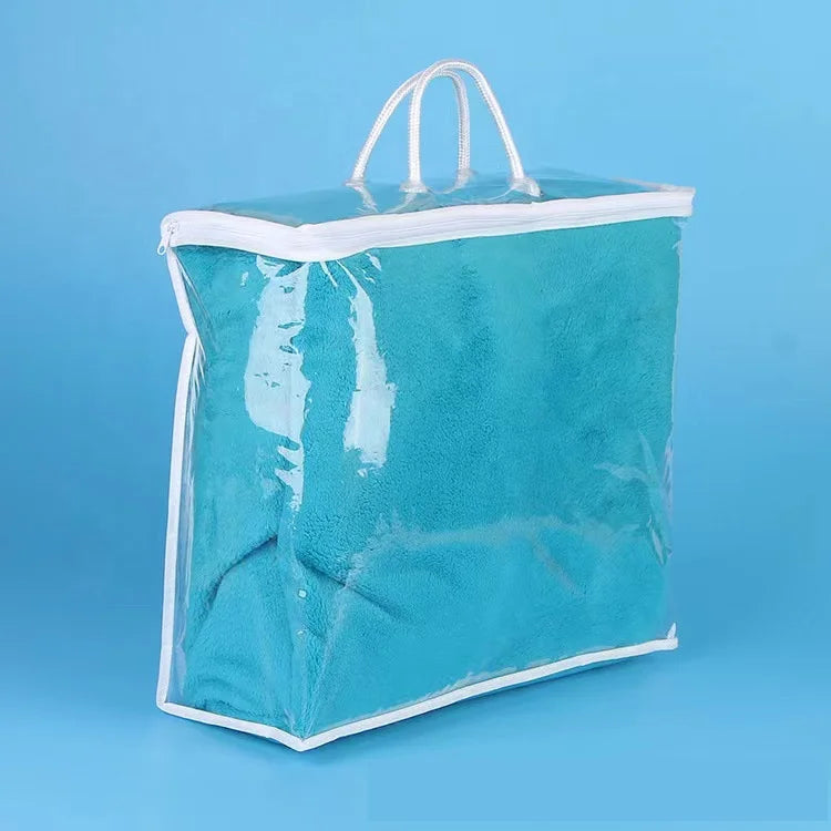 PVC Transparent Wholesale Foldable Quilt Bag for Clothing Blankets Comforter Underbed Waterproof Dust Storage Bags with Zipper
