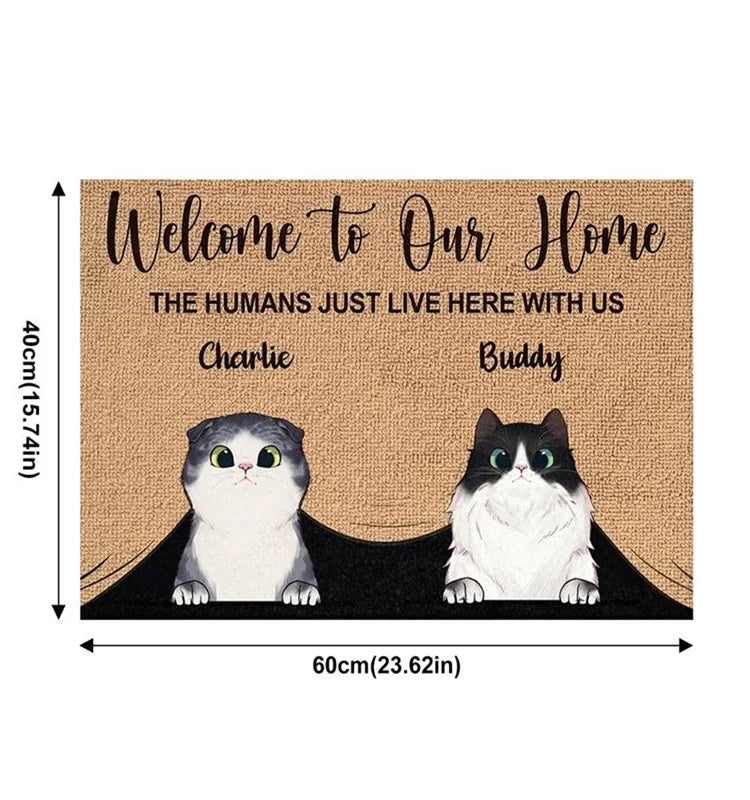 Welcome to My Home Personalized Doormat Premium Door Mat Cartoon Animal Cat Dog Printed Carpet for Living Room Kitchen Floor Mat