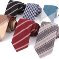 Cotton Neck Ties for Men Fashion Plaid Tie 7 cm Slim Skinny Necktie for Wedding Party Black Red Striped Mens Ties