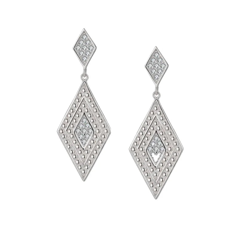 S925 Luxury Rhodium Plated Chunky Earrings Silver Large Ear Ring Cubic Zirconia Wedding for Women