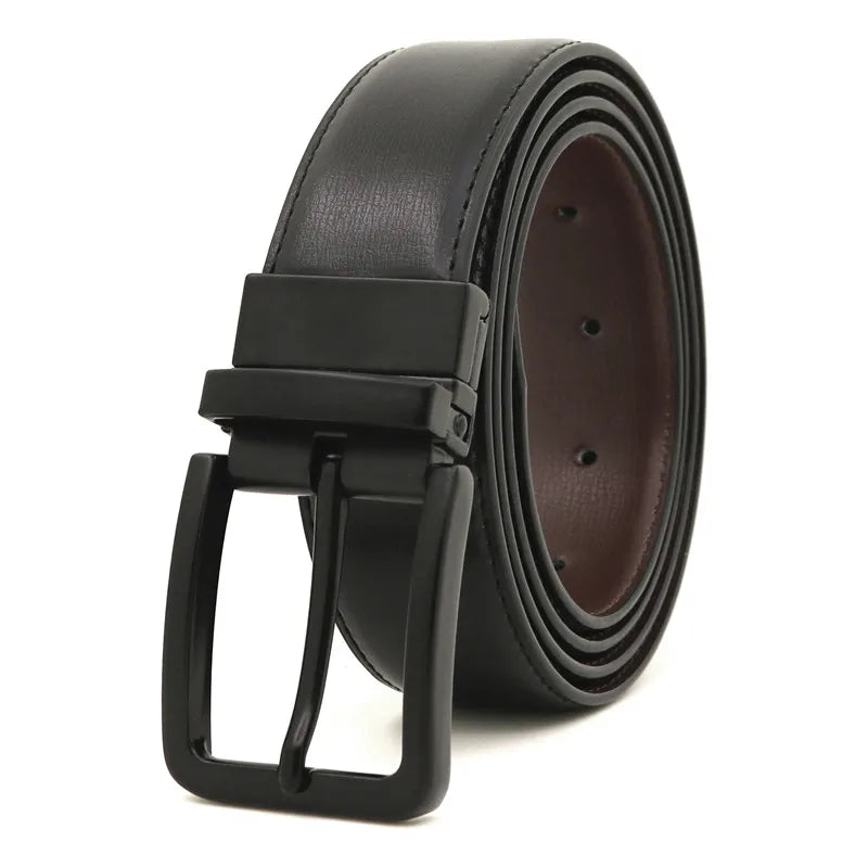 LQbelt New Pin Buckle Belt Reversible Men's Leather Belts for Men Rotating Wholesale OEM Factory Custom logo