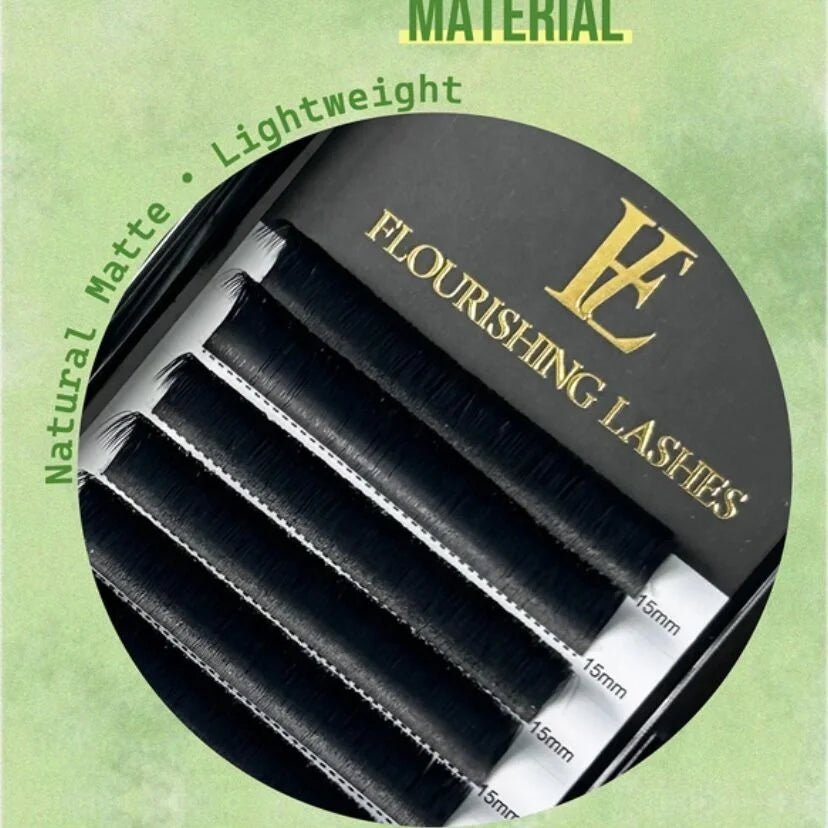 Handmade Mega Russian Individual Lashes Volume Lash Trays False Eyelash Extensions in Natural Style 0.07mm-0.10mm Thickness